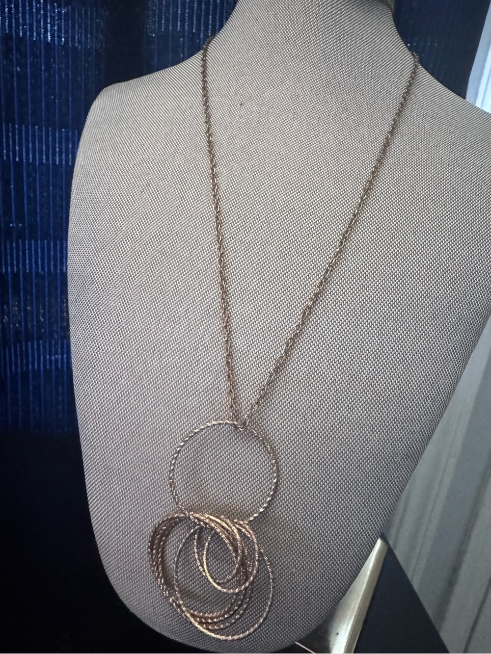 Long Gold-Tone Multi-Ring Pendant Necklace - Women's Jewelry